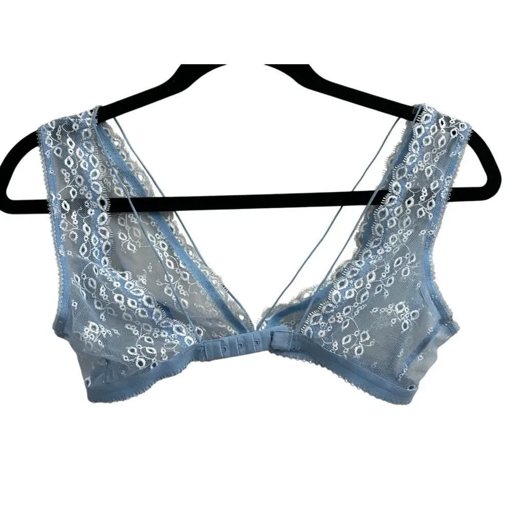 GAP Body Eyelet Lace Dainty Bra Blue sz XS EUC